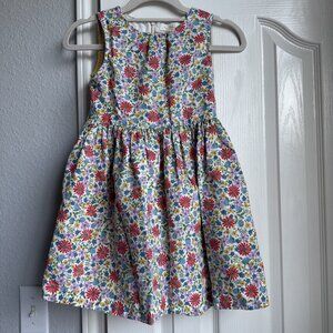 Mini Boden Spring Summer Floral Linen Cotton Dress Lined Size 6-7 Year
